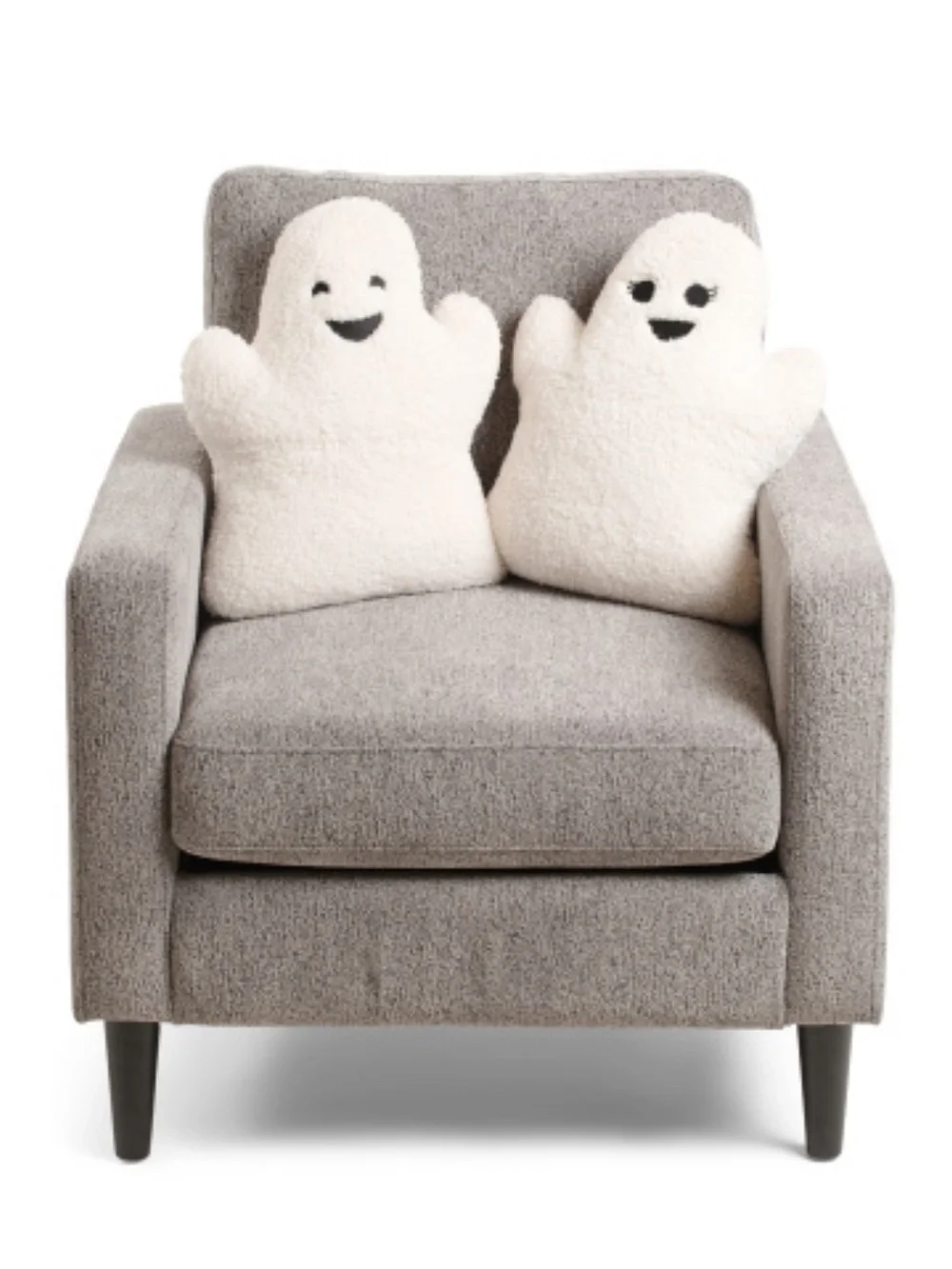 Martha Stewart Plush Sherpa Ghost Pillow Duo - with Black Accents